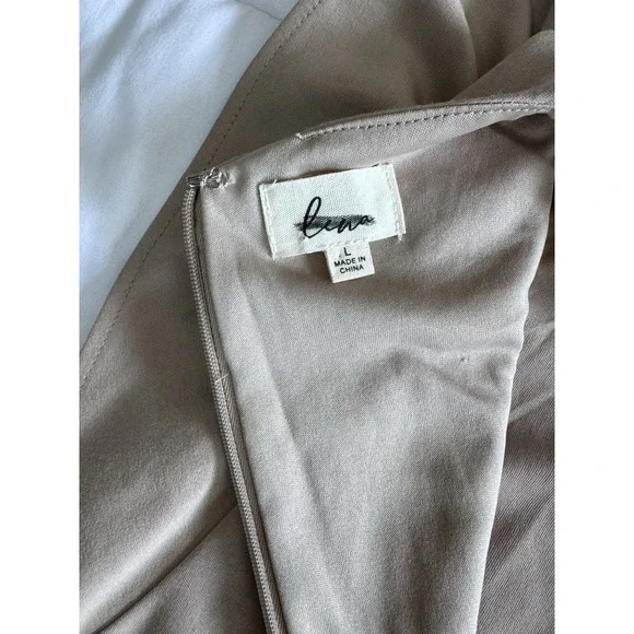 LENA NYC Assymetric Dress Size Large Beige Lined Elegant Night Out EUC - Picture 8 of 12